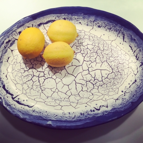 Oval Platter, Blue and White